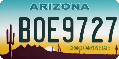AZ license plate BOE9727