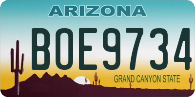 AZ license plate BOE9734