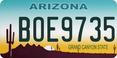AZ license plate BOE9735