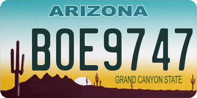 AZ license plate BOE9747