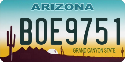 AZ license plate BOE9751