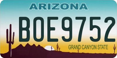 AZ license plate BOE9752