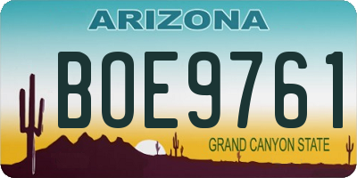 AZ license plate BOE9761