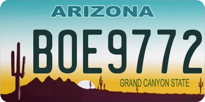 AZ license plate BOE9772