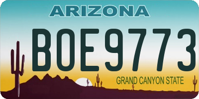 AZ license plate BOE9773