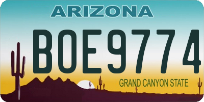 AZ license plate BOE9774