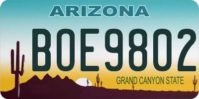 AZ license plate BOE9802