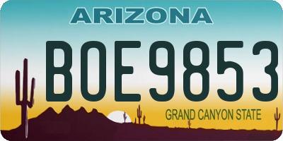 AZ license plate BOE9853