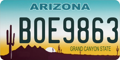 AZ license plate BOE9863