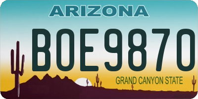 AZ license plate BOE9870