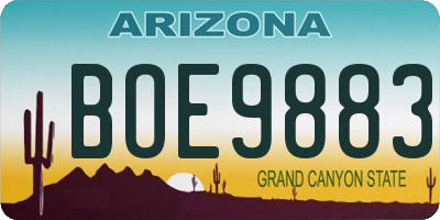 AZ license plate BOE9883