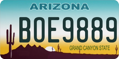 AZ license plate BOE9889