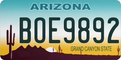 AZ license plate BOE9892