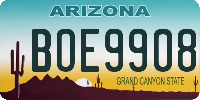 AZ license plate BOE9908