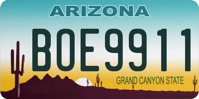AZ license plate BOE9911