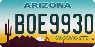 AZ license plate BOE9930