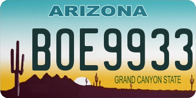 AZ license plate BOE9933