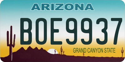 AZ license plate BOE9937