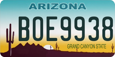 AZ license plate BOE9938