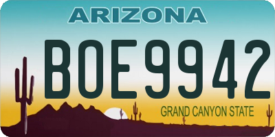 AZ license plate BOE9942
