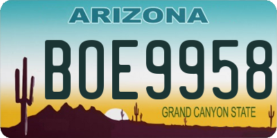 AZ license plate BOE9958