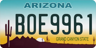 AZ license plate BOE9961