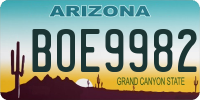 AZ license plate BOE9982