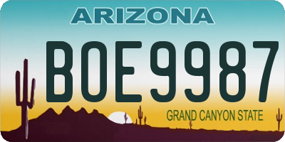 AZ license plate BOE9987