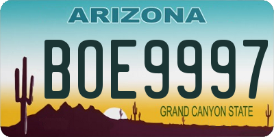 AZ license plate BOE9997