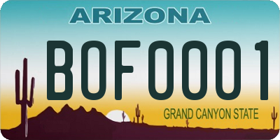 AZ license plate BOF0001