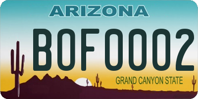 AZ license plate BOF0002
