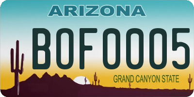 AZ license plate BOF0005
