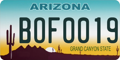 AZ license plate BOF0019