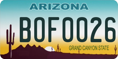 AZ license plate BOF0026