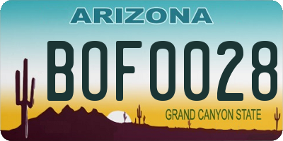 AZ license plate BOF0028