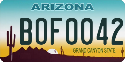 AZ license plate BOF0042