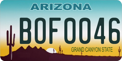 AZ license plate BOF0046