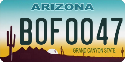 AZ license plate BOF0047