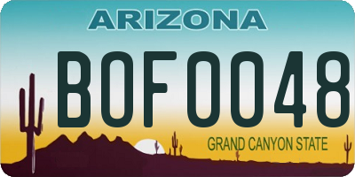 AZ license plate BOF0048