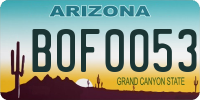 AZ license plate BOF0053