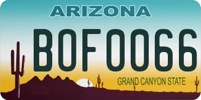 AZ license plate BOF0066