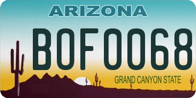 AZ license plate BOF0068