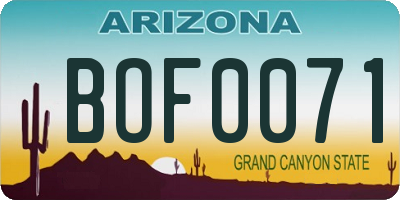 AZ license plate BOF0071