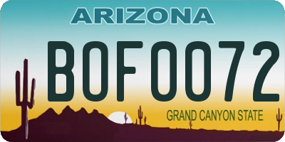 AZ license plate BOF0072