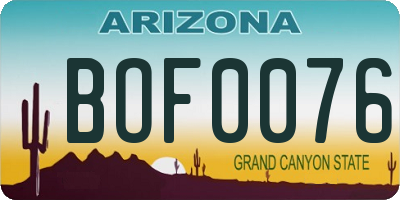 AZ license plate BOF0076