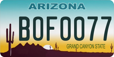AZ license plate BOF0077