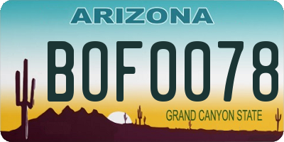 AZ license plate BOF0078