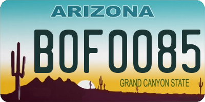 AZ license plate BOF0085