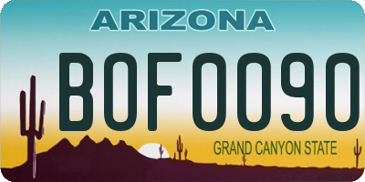 AZ license plate BOF0090