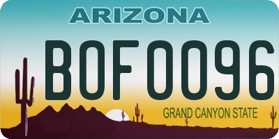 AZ license plate BOF0096